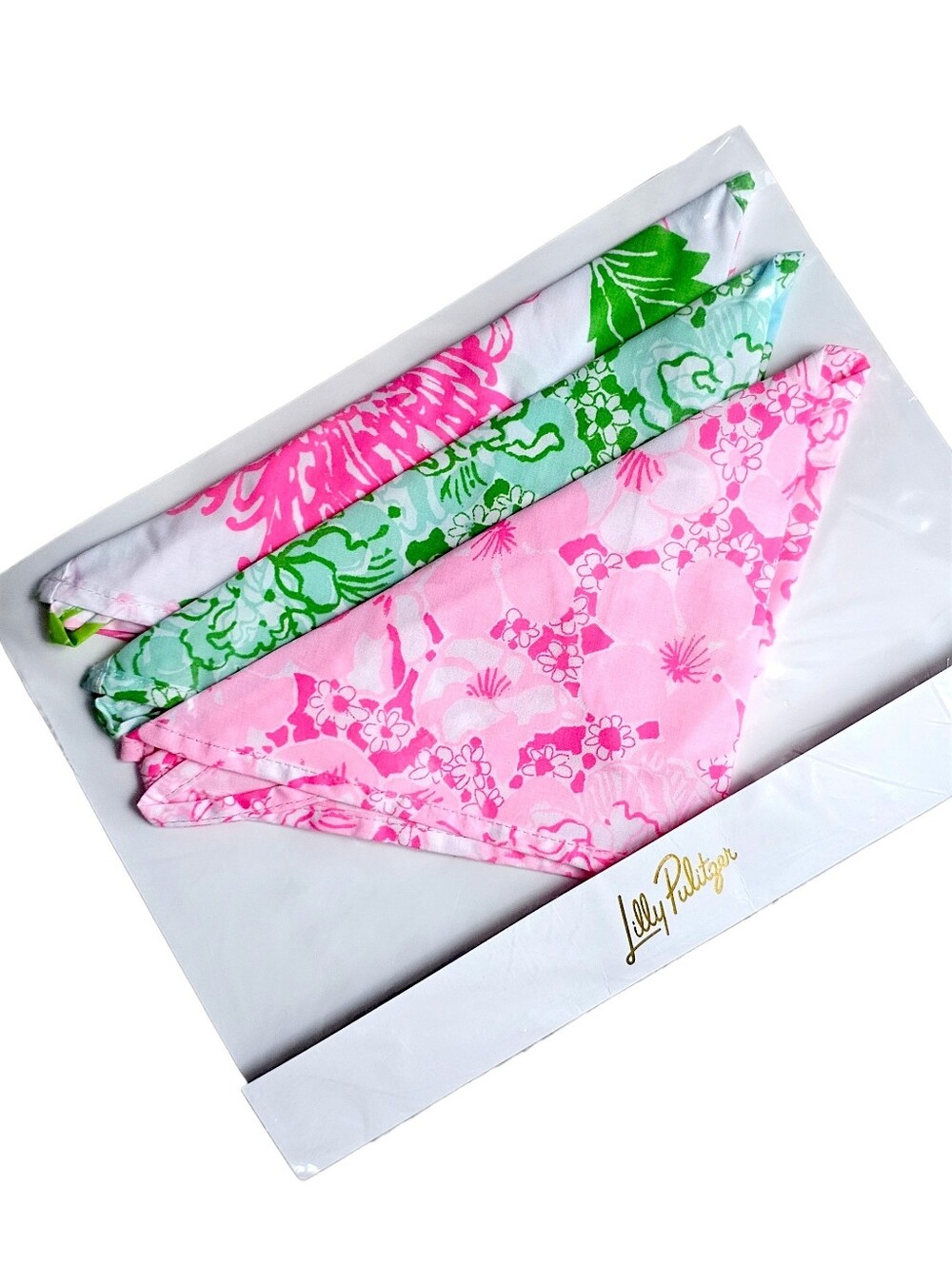 NWT Lilly Pulitzer Floral Triangle Head Scarf - Set of 3 - Picture 3 of 9